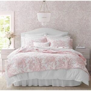 Laura Ashley ~ TWIN Pink Bedford ~ 3pc Quilt Set 100% Cotton Reversible Floral